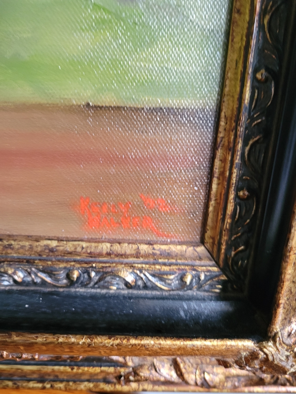 Oil on Canvas - Red Poppy Still Life Painting in Black and Gold Frame - Picture 8 of 8